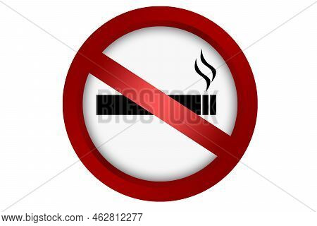 No Smoking Sign Icon On White Background, 3d Rendering