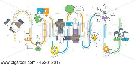 Cooperation And Collaboration.teamwork Strategy In Business. Negotiation, Teamwork And Collaboration