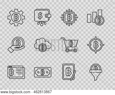 Set Line Bitcoin In Browser, Sales Funnel With Bitcoin, Cpu Mining Farm, Cryptocurrency, Cloud, Mini
