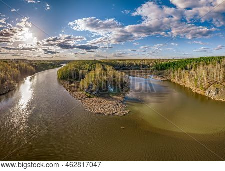 Confluence Of The Iset And Kamenka Rivers In The City Kamensk-uralskiy. Iset And Kamenka Rivers, Kam