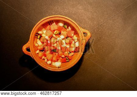 Mexican Molletes, Traditional Food With Bread, Beans, Cheese, Tomato And Chili