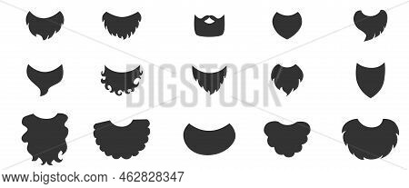 Moustache Silhouette Set. Vector Stock Illustration Isolated On White Background For Photo Booth Box