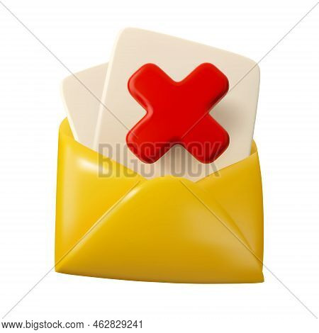 3d Spam Message Icon. Vector Realistic New Mail Envelope Isolated On White Background. Dont Open Ema