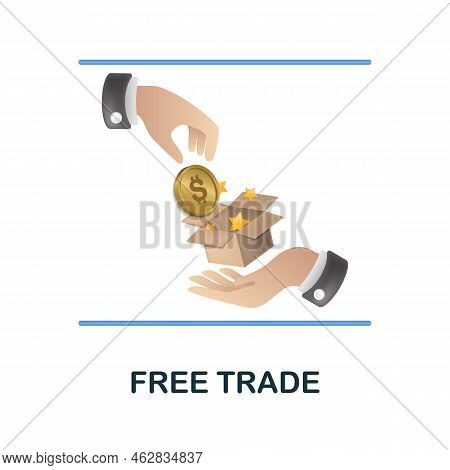 Free Trade Icon. 3d Illustration From Economic Collection. Creative Free Trade 3d Icon For Web Desig