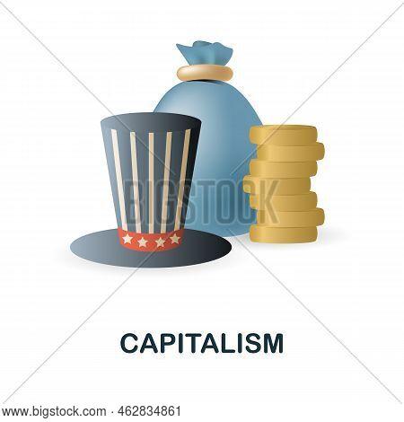 Capitalism Icon. 3d Illustration From Economic Collection. Creative Capitalism 3d Icon For Web Desig