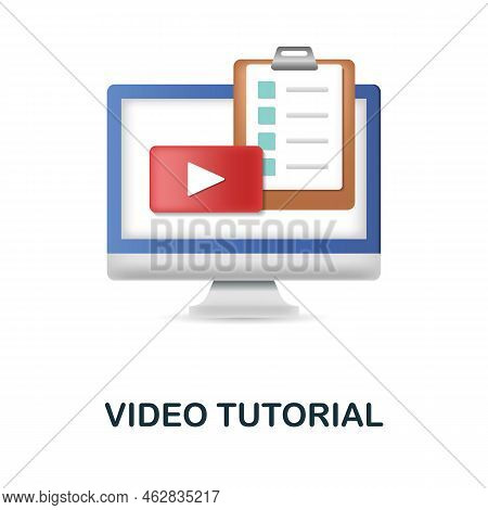 Video Tutorial Icon. 3d Illustration From E-learning Collection. Creative Video Tutorial 3d Icon For