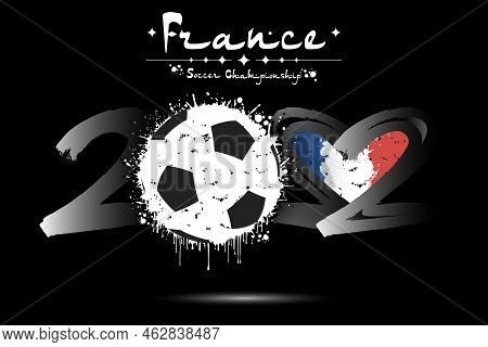 2022 And Soccer Ball. Heart With Flag Of France
