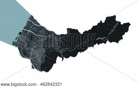 Taichung Vector Map. Detailed Vector Map Of Taichung City Administrative Area. Cityscape Poster Metr