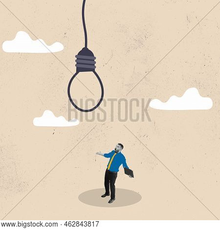 Creative Art Design. Concept Of Business Risk Or Challenge, Mistake Or Failure, Bad And Stupid Idea 