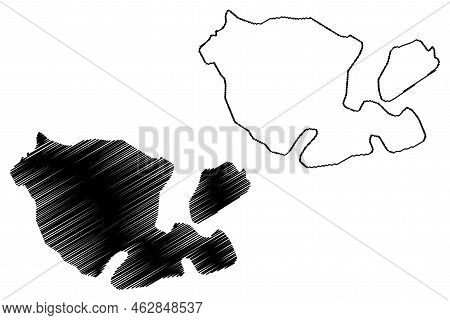 Vanikoro Island (solomon Islands, Pacific Ocean, Santa Cruz Islands) Map Vector Illustration, Scribb