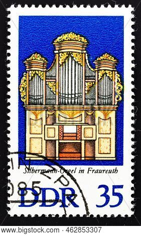 German Democratic Republic - Circa 1976: Postage Stamp 'silbermann Organ In Fraureuth With Werdau' P