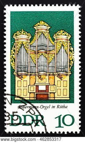 German Democratic Republic - Circa 1976: Postage Stamp 'silbermann Organ In Leipzig' Printed In East