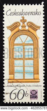Czechoslovakia - Circa 1977: Postage Stamp 'window, Archbishop's Palace' Printed In Czecho-slovakia.
