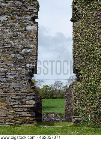 The Ruins Of Building. Ancient Architecture. The Ruins Of Arundel Grain Store, Near Clonakilty, West