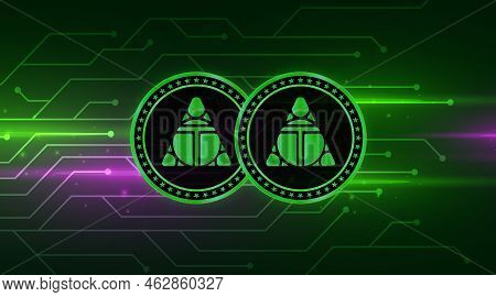 Images Of Alien Worlds-tlm Virtual Currency. Digital Coins. 3d Illustrations.