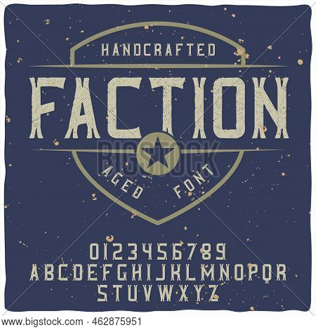 Faction Blue Label With Typeface Abstract Vector Design Illustration