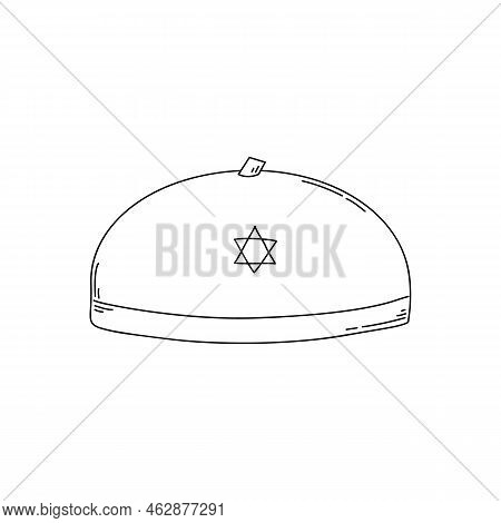 Yarmulke Icon Silhouette Illustration. Doodle Sketch Black Sign.