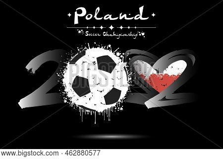2022, Soccer Ball. Heart With Flag Of Poland