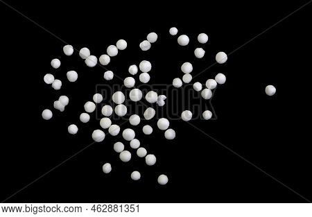 Tapioca Pearls On Black Background. Tapioca Pearls Are Produced By Passing The Moist Starch Extracte