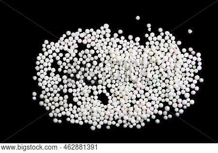 Tapioca Pearls On Black Background. Tapioca Pearls Are Produced By Passing The Moist Starch Extracte