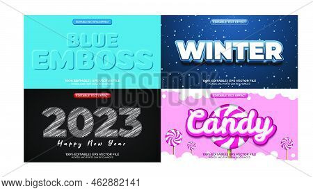 Bundle Of Editable Text Effect Design Vector. Set Of Editable Text Effect Design. Modern Editable Te
