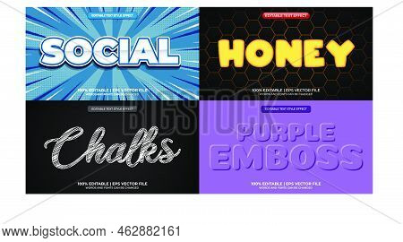 Bundle Of Editable Text Effect Design Vector. Set Of Editable Text Effect Design. Modern Editable Te