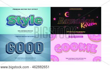 Bundle Of Editable Text Effect Design Vector. Set Of Editable Text Effect Design. Modern Editable Te
