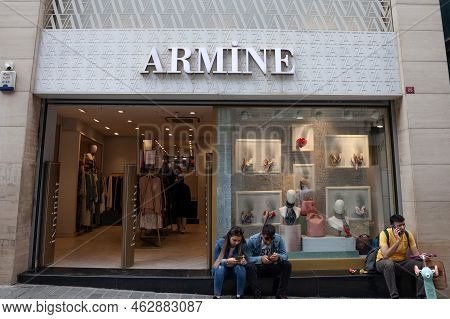 Istanbul, Turkey - May 22, 2022: Logo Of Armine Fashion On Their Reseller In Istanbul. Armine Is A T