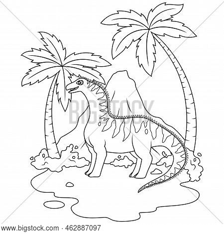 Hand Drawn Of Amargasaurus In Line Art