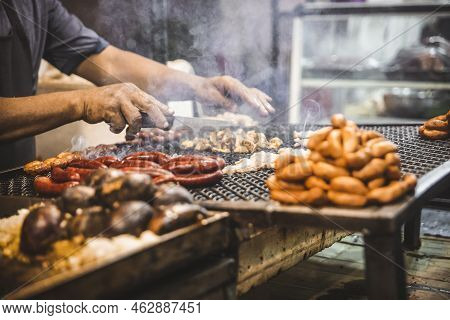 Hands Of A Street Food Vendor, Making Street Food In The Town Of Beni Mellal Is A Town In Morocco, L