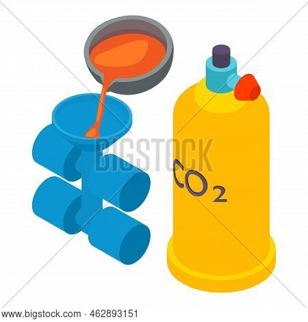 Metallurgy Equipment Icon Isometric Vector. Investment Casting Process, Gas Balon. Steel And Iron In