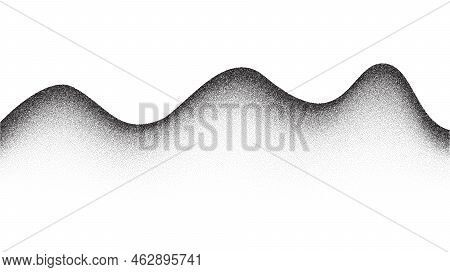 Grain Wave Background. Stippled Texture Hills. Abstract Landscape In Dotwork Style. Black Noise And 