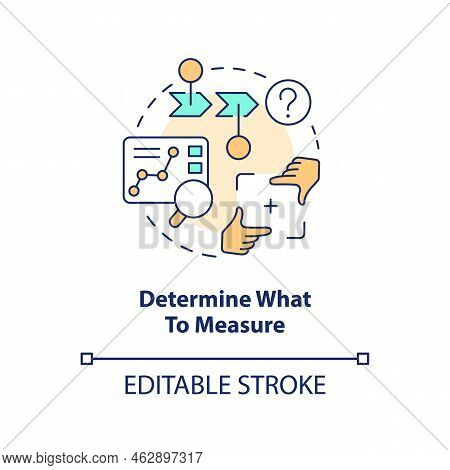 Determine What To Measure Concept Icon. Define Clear Usability Testing Goal. Research Abstract Idea 