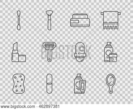 Set Line Sponge With Bubbles, Hand Mirror, Cream Lotion Cosmetic Tube, Nail File, Cotton Swab For Ea
