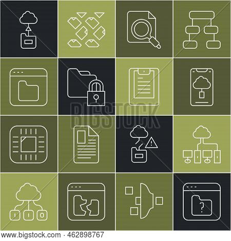 Set Line File Missing, Computer Network, Cloud Technology Data Transfer, Search Concept With Folder,