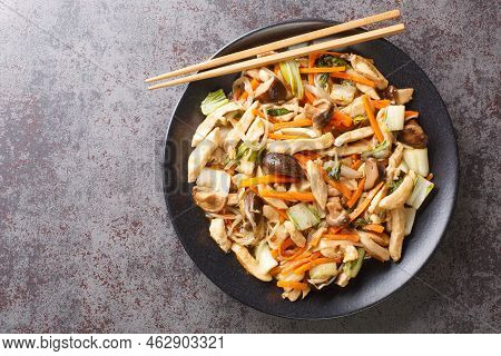 Chop Suey Is A Quick Chinese American Stir-fry With Chicken And Mixed Vegetables In A Thick Brown Sa