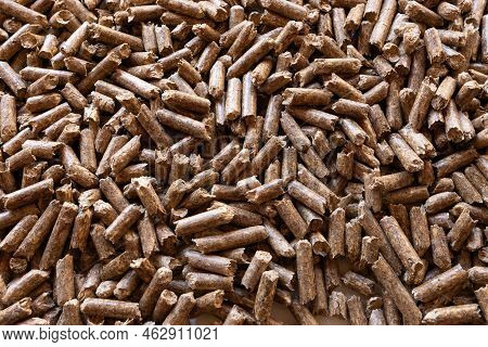 Isolated Background Of Pellets, Pressed Wood As An Alternative Biomass Fuel For Heating