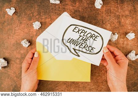 Conceptual Display Explore The Universe. Concept Meaning Space And Scientific Discovery Of The Galax