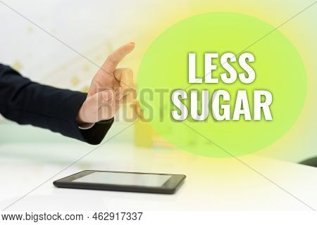 Hand Writing Sign Less Sugar. Business Concept Lower Volume Of Sweetness In Any Food Or Drink That W