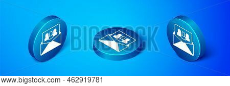 Isometric Project Team Base Icon Isolated On Blue Background. Business Analysis And Planning, Consul