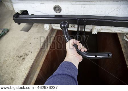 Trailer Coupling.installing A Towbar On A Passenger Car.cargo Transportation By Passenger Car.