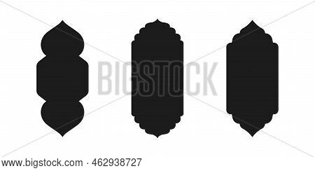Islamic Shape Of A Window Or Door Arch. Arab Frame Set. Ramadan Kareem Silhouette Icon. Mosque Gate.
