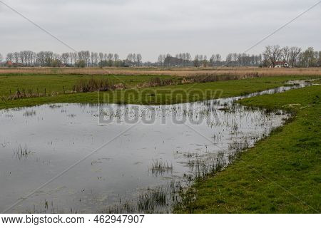 Panoramic View Over The Polder Nature Landscape, Damme, Flanders, Belgium