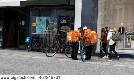 Ixelles, Brussels Capital Region - Belgium - 05 13 2021 - Food Delivery At The Mac Donalds Fastfood 