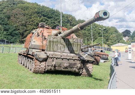 Gdansk, Poland - August 31, 2022: Wreck Of 2s19m2 Msta-s Of The Russian Army From Russian - Ukraine 
