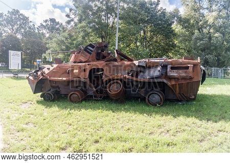 Gdansk, Poland - August 31, 2022: Russian Wreck Of Btr-82a Armoured Transporter From Russian - Ukrai