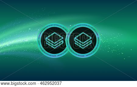 Stratis Virtual Currency Images. 3d Illustration. Coin Logo