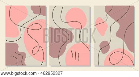 Collection Of Posters In Contemporary Abstract Style. Set Of Minimalistic Vector Illustrations