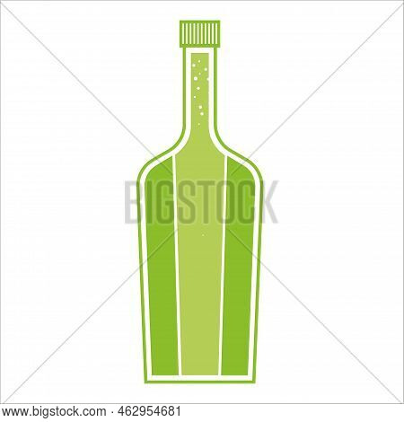 A Bottle Of A Green Drink On A White Background