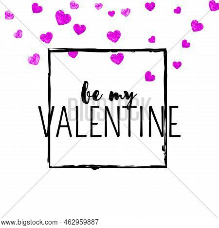 Love Glitter. Romantic Design For Couple. Grunge Frame. Red Retr